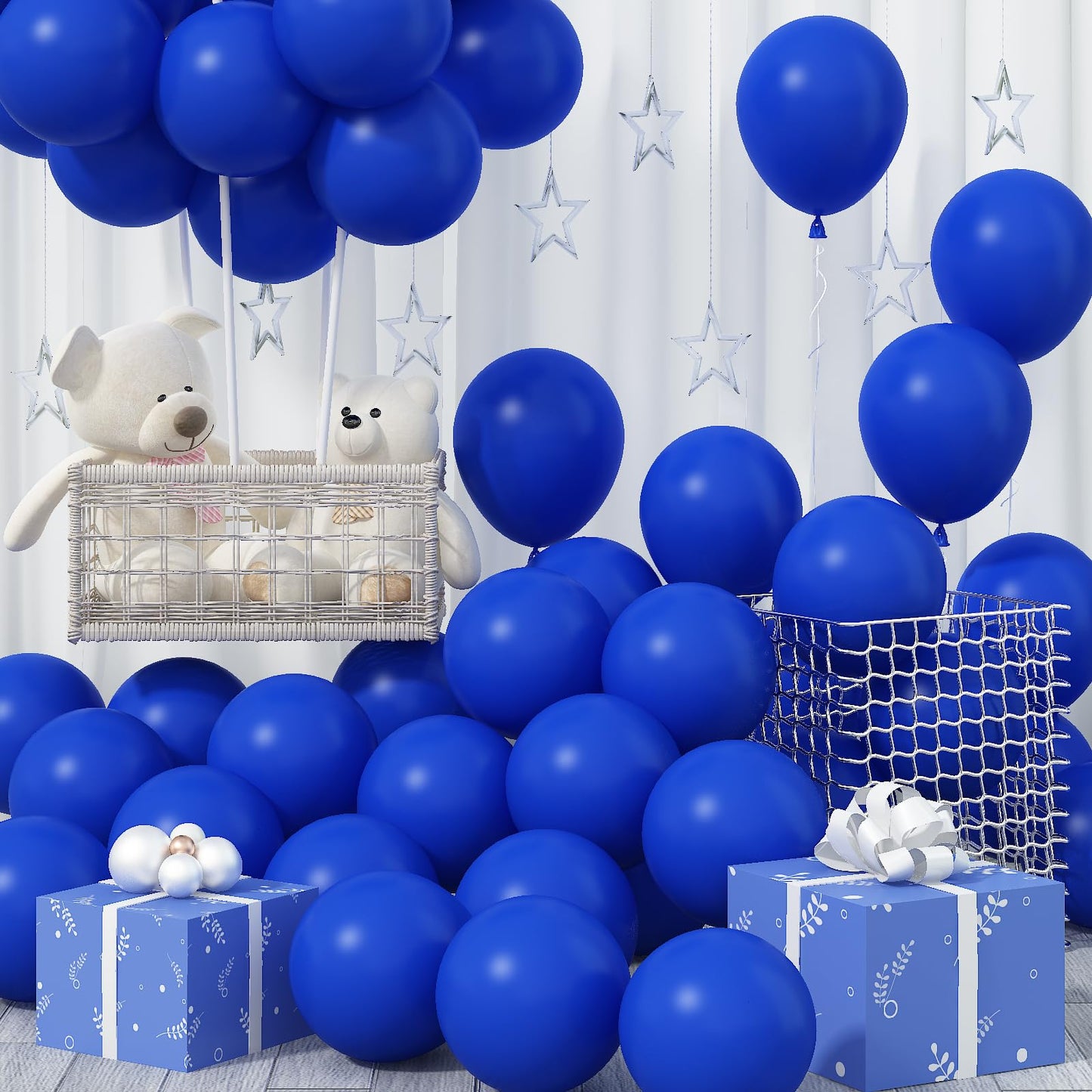 Jobkoo Blue Balloons, 12 Inch 30 Pcs Dark Blue Balloon Kit Royal Blue Latex Balloons Matte Blue Helium Party Balloons For Boys B