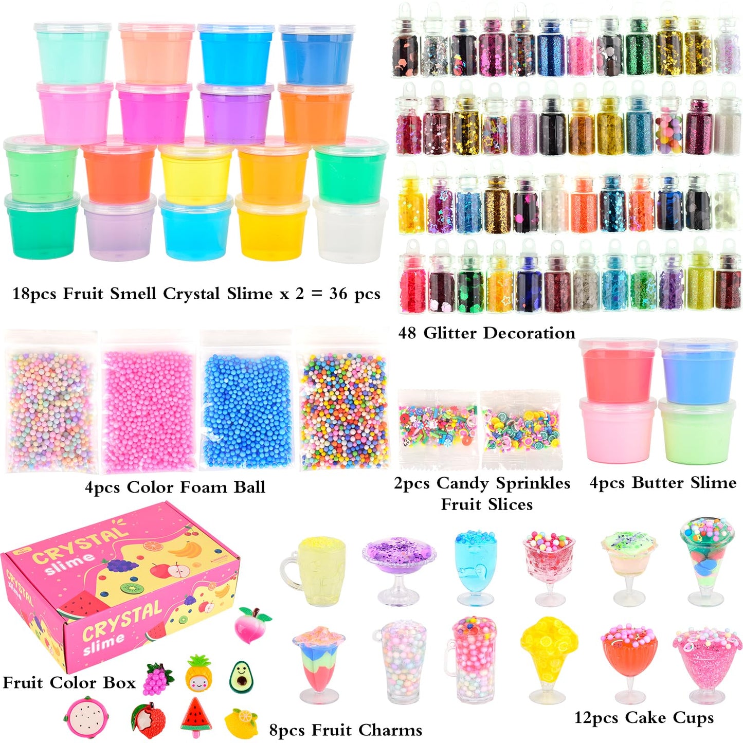Tuupowana Fruit Slime Kit For Girls, Slime Gift For Ages 6+ Kids Fun Slime Making Kit Awesome Craft Toy Birthday Present Ideas,