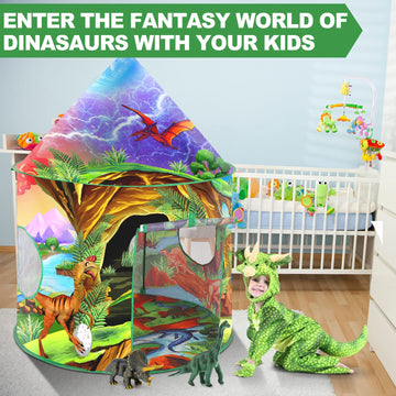 Willingheart Dinosaur Kids Play Tent Boys Girls Indoor Outdoor Pop Up Tents Foldable Toddler Baby Playhouse Child Playroom Children'S Pretend Party Toy Fort House Birthday Gift Camping Games Supplies