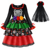 Relibeauty Kids Day Of The Dead Costume For Girls Sugar Skull Costume With Flower Headband 100