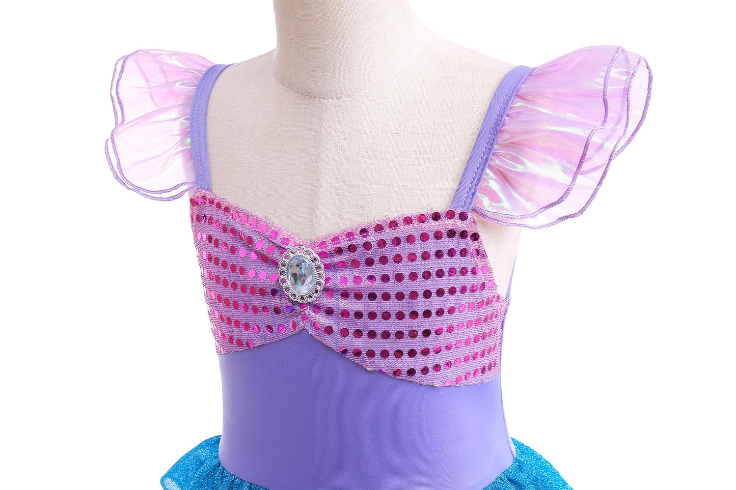 Aukidwld Little Girls Mermaid Costume Dress up Cosplay with bag accessories Halloween Christmas Birthday Gift 6-8Years