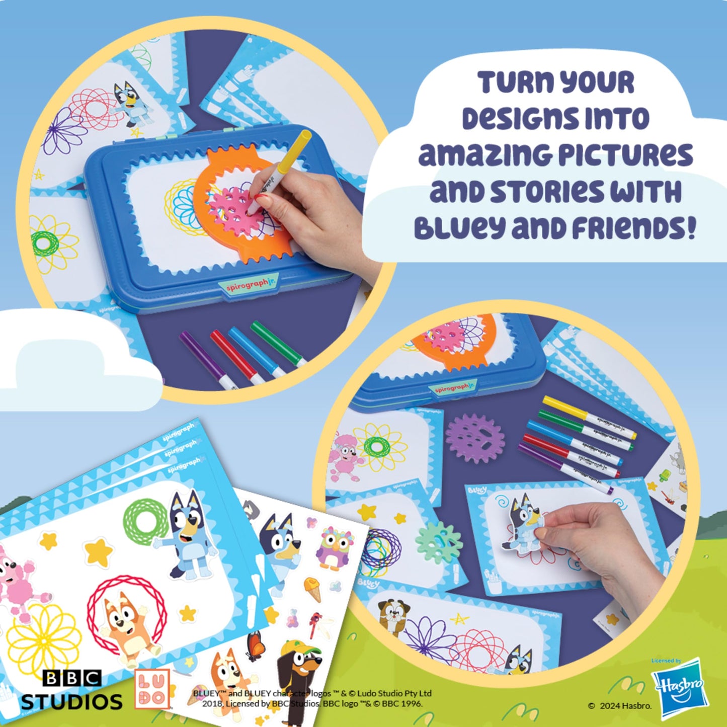 Spirograph Jr Bluey Toys - Toddler Arts And Crafts, Drawing Art Kit, Toddler Activities, Bluey Stickers, Drawing Pad, Jumbo Gear
