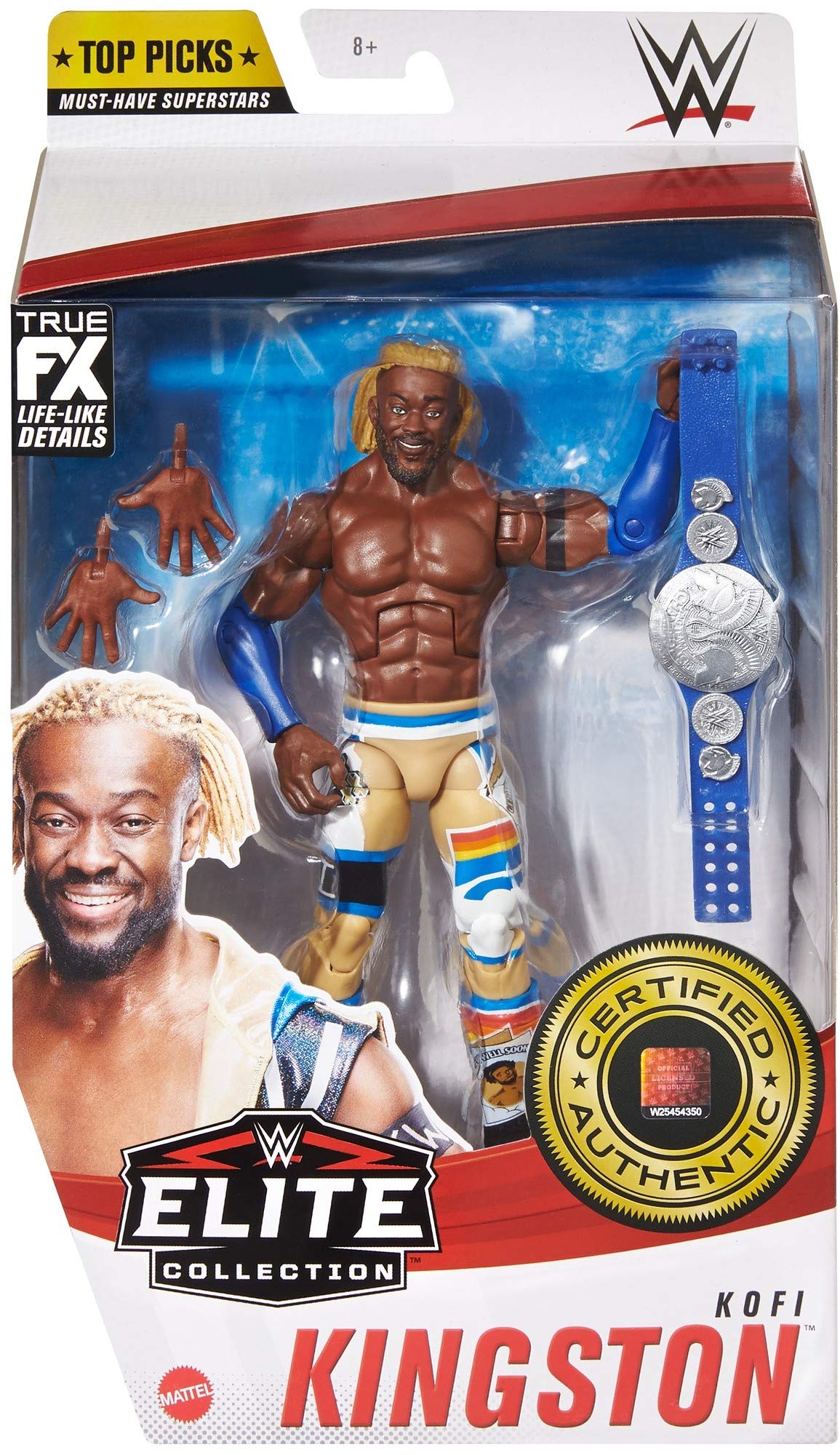 Wwe Top Picks Elite Kofi Kingston Action Figure With Universal Championship6 In Posable Collectible Gift For Wwe Fans Ages 8 Yea