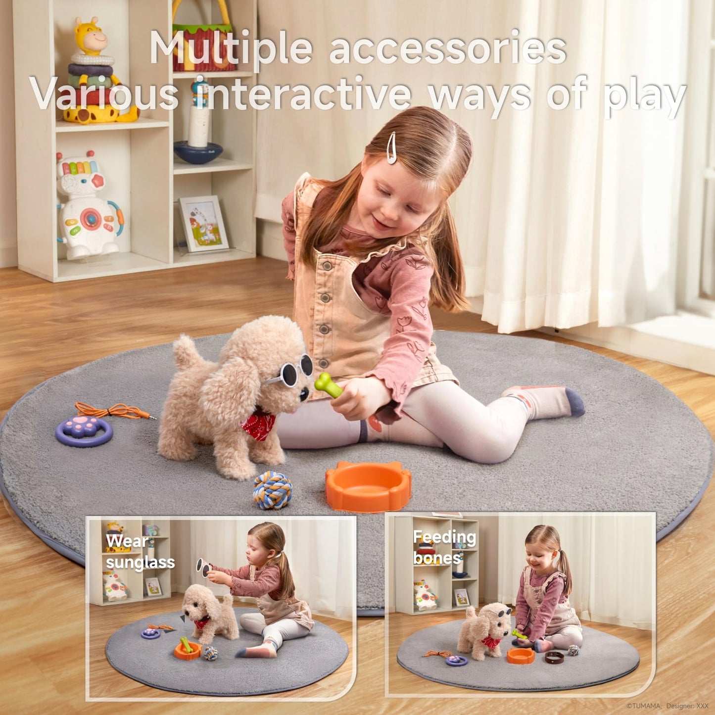 Tumama Remote Control Electronic Plush Puppy Dog Toy, Fun Interactive Toys,Walks,Barks,Shake Tail,Dress Up Realistic Stuffed Animal Dog, Gift For Girls Boys Age 3-6 Year Old