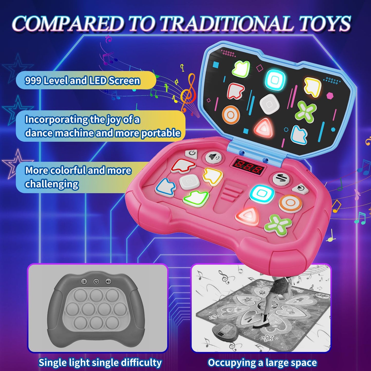 Acvens Handheld Dance Game,4 Mode,999 Level,Sensory Toys,Fast Puzzle Game,Adhd,Pop Fidget Toys For Kids Age 6-12,Birthday Gifts