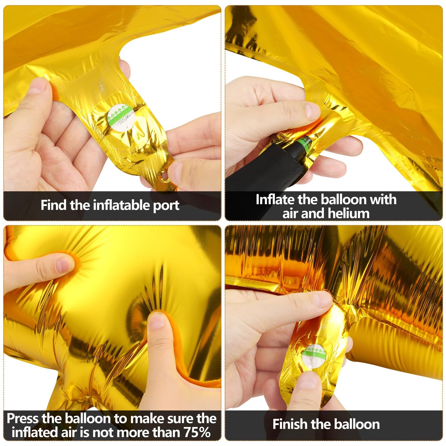 Durony 12 Pieces 18 Inches Gold Star Foil Balloons Star Shaped Mylar Star Helium Ballons Party Decorations For Birthday Party An