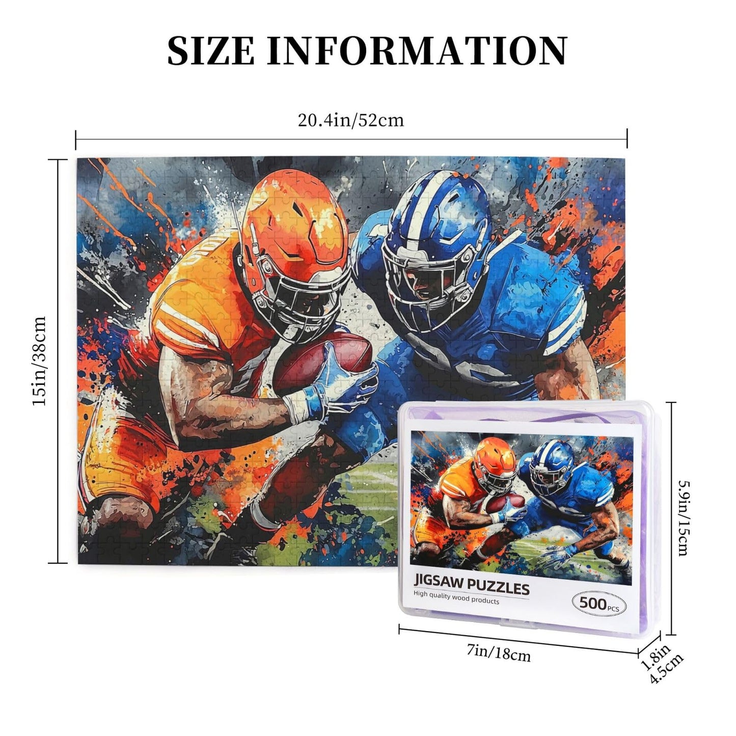 American Football Jigsaw Puzzle For Adults 500 Pieces Colorful Sports Puzzles Football Player Wooden Puzzle For Living Room Fami