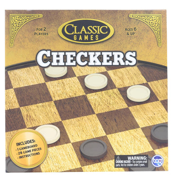 The Canadian Group Classic Games Wood Checkers Set | Board & 25 Game Pieces