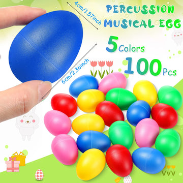 100 Pieces Egg Shakers Musical Instruments Percussion Maracas Egg For Kids Toys Plastic Easter Shaker For Learning Diy Painting,