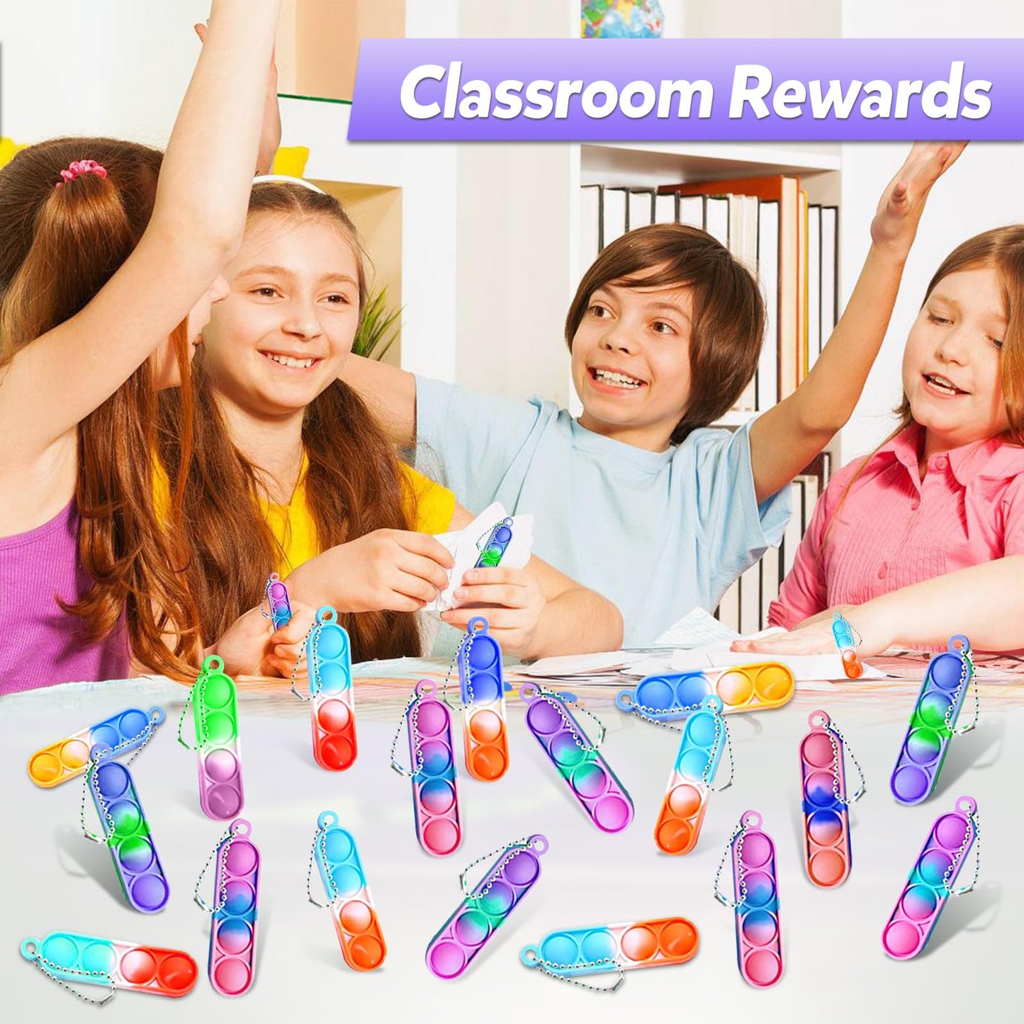 260 Pcs Pop Keychain Bulk Party Favors,Fidget Toys For Kids Bulk Mini Pop Keychain Sensory Toys Stocking Pinata Stuffers Birthda