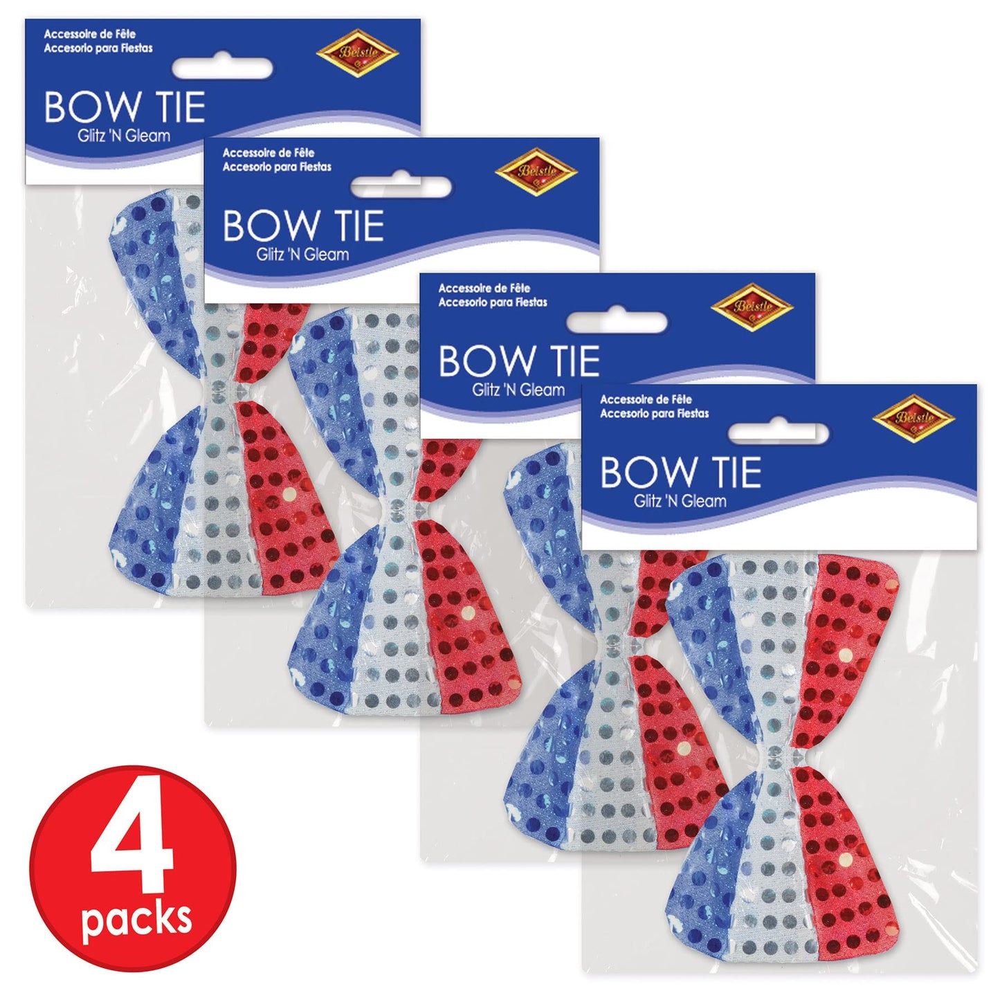 Beistle Glitz N Gleam Bow Tie Pack of 4