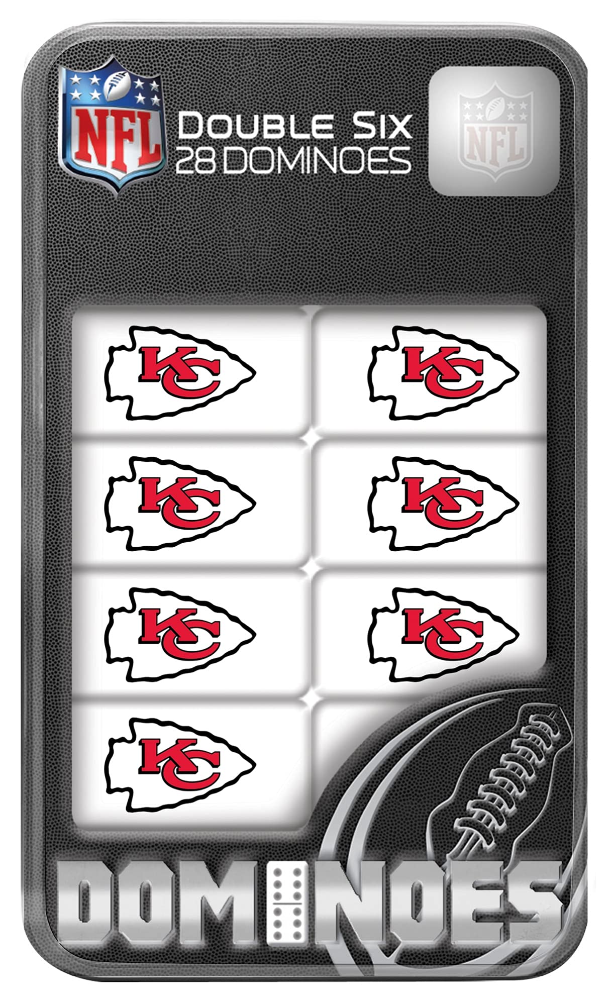 Masterpieces Nfl Kansas City Chiefs, Double Six Collector Edition Dominoes Game, For Ages 3+
