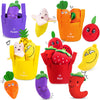Baby Sensory Toys for 6-12 Months, Montessori Toys for 1 Year Old Boy Girl, Color Sorting & Counting, Soft Fruit Vegetable Play