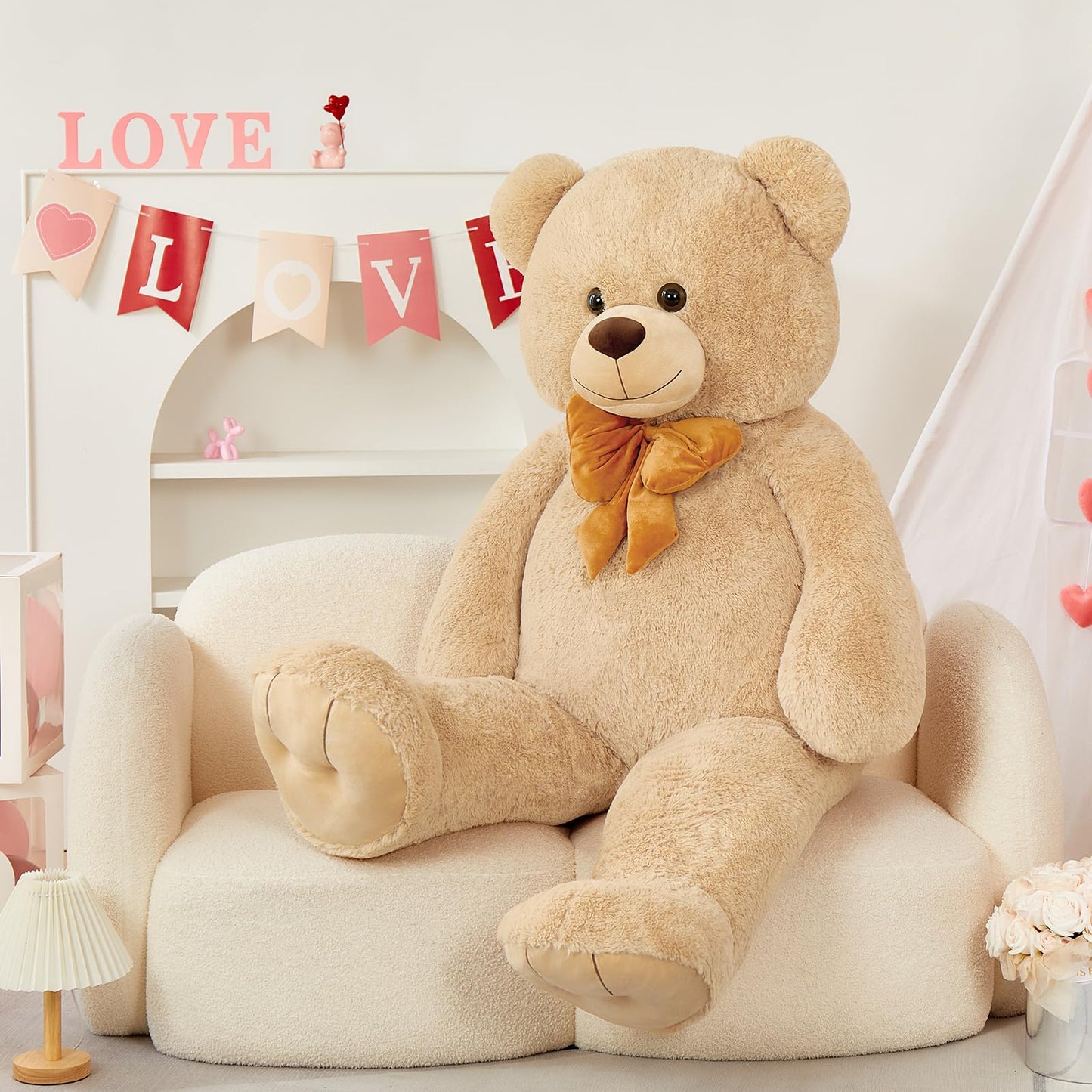 Tezituor Giant Teddy Bear 5 Feet, Soft 59' Big Bear Stuffed Animal Life Size Plush Bear Toy Valentine'S Christmas Birthday Gift For Girlfriend Kids,Brown