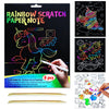 JUNQIU Scratch Art for Kids, Rainbow Scratch Paper Art Set - Unicorn, Arts and Crafts for Kids Ages 4-8 Girls Boys, Kids Activit