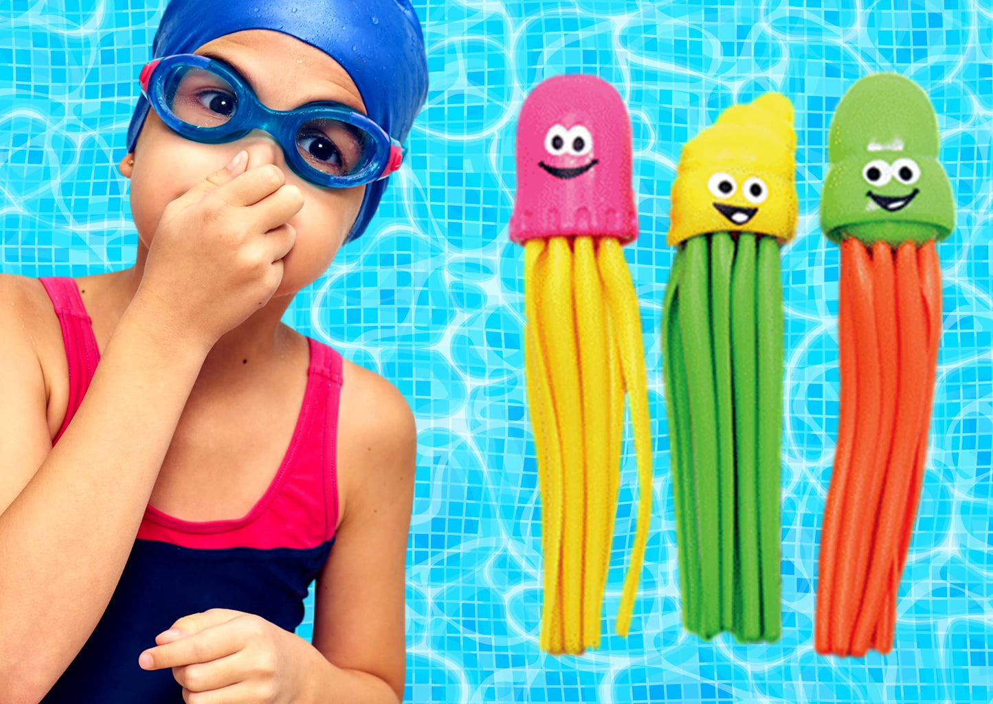 Ja-Ru 3 Pack Diving Buddies Dive Game Diving Toys Fun Swimming Pool Dive Toys Gem Diving Swimming Training Toy For Kids Sinker Toy 887-1A