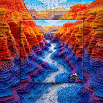 Pickforu 1000 Piece Canyon Puzzles, Art Deco, Multicolor, Advanced, 23.85 X 23.85 Inches, 1000 Count, 16+ Years, Puzzles