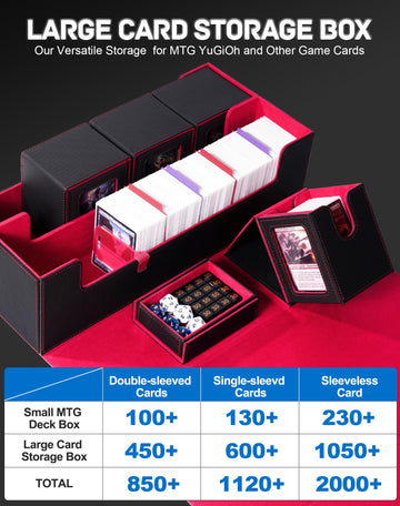 ZLCA MTG Card Storage Box 5-in-1, Large Black & Red Deck Case for TCG Magic Sports Game Cards