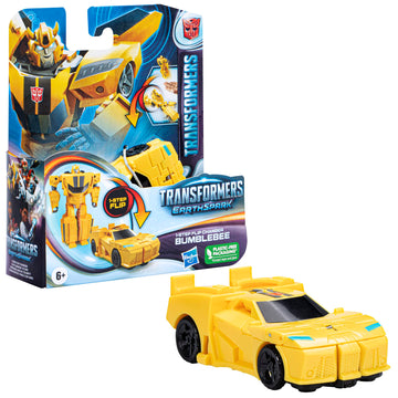 Transformers 1-Step Flip Changer Bumblebee Action Figure, 4-Inch, Multicolor, Model F6717, Robot Toy for Ages 6 and Up