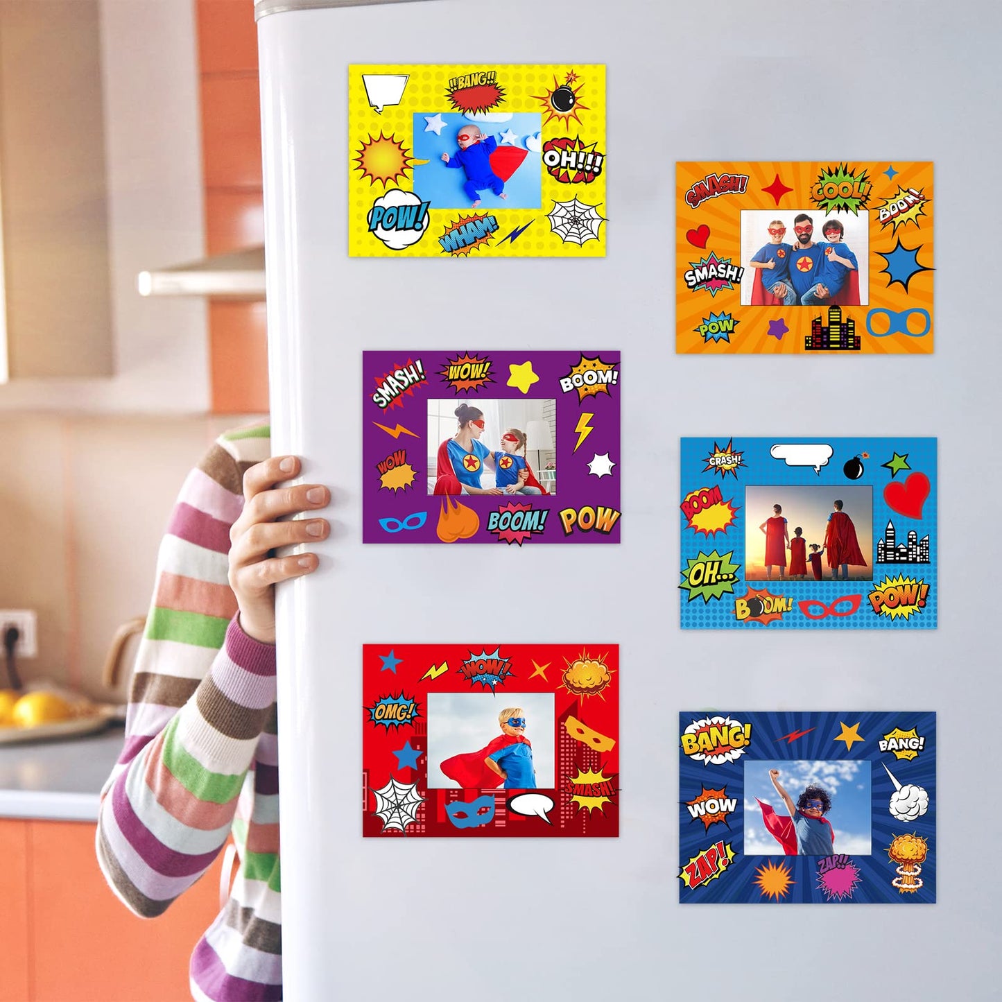 Chiazllta 30 Pack Super Theme Hero Diy Picture Frame Craft Kit For Kids Fashion Hero Diy Photograph Craft Hero Children Stickers