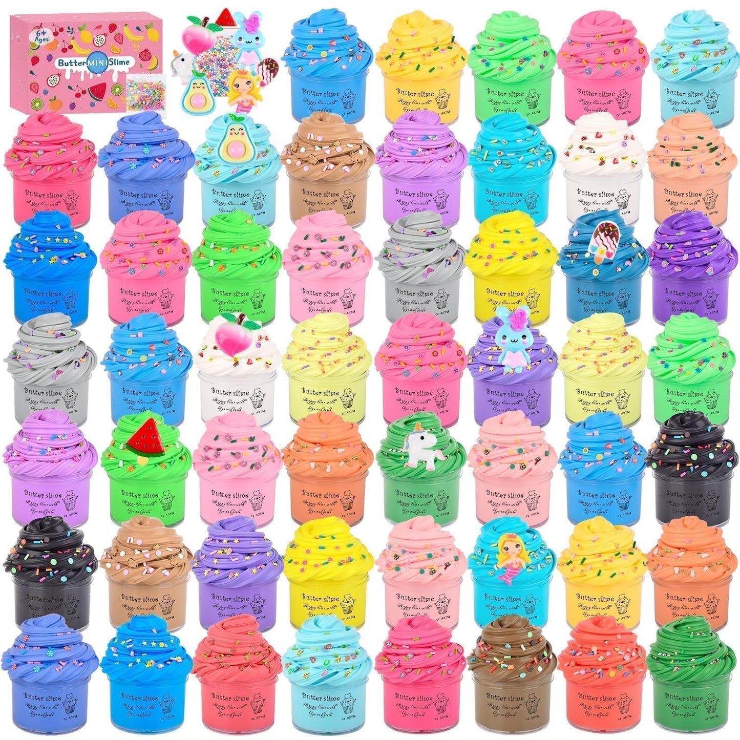 56-Pack Butter Slime Kit, Valentine'S Day Slime, Soft And Non-Sticky Bulk Slime Party Favors For Kids, Birthday Classroom Exchange Gift Mini Slime, Stress Relief Toys For Boys Girls, 6 7 8 9 10 11 12