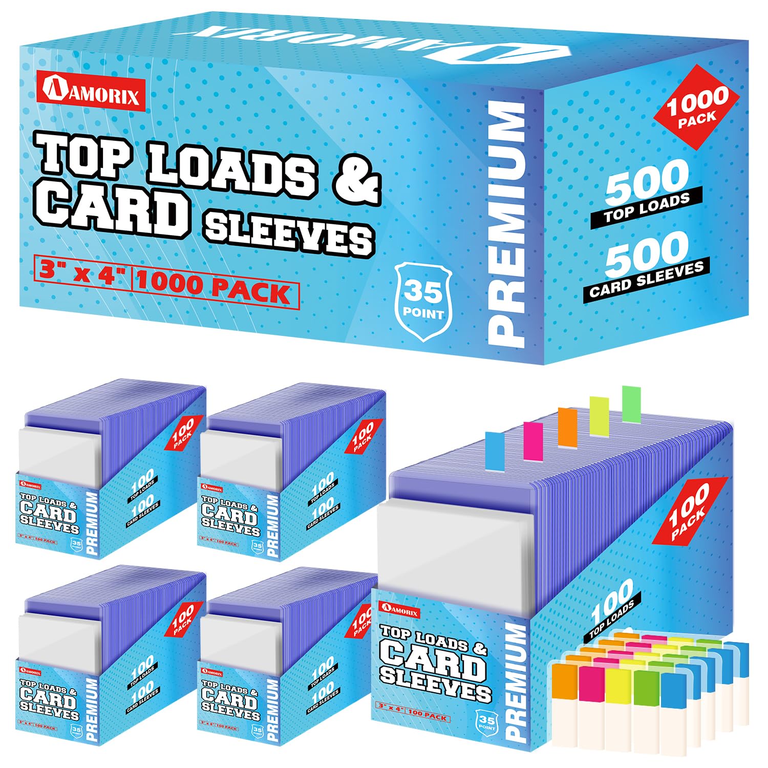 1000 Trading Cards Sleeves Top Loads 3X4 Baseball Card Protectors Hard Plastic Toploads Binder Penny Sleeves for Sports Football Game (500 Hard Loads ... 1000 Trading Cards Sleeves Top Loads 3X4 Baseball Card Protectors Hard Plastic Toploads Binder Penny Sleeves for Sports Football Game (500 Hard Loads ...
