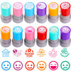 12 Sorted Teacher Stamps for Classroom, Self-Inking Rubber Colorful Teacher Stamps for Grading Homework, Mood Expressions Stamps