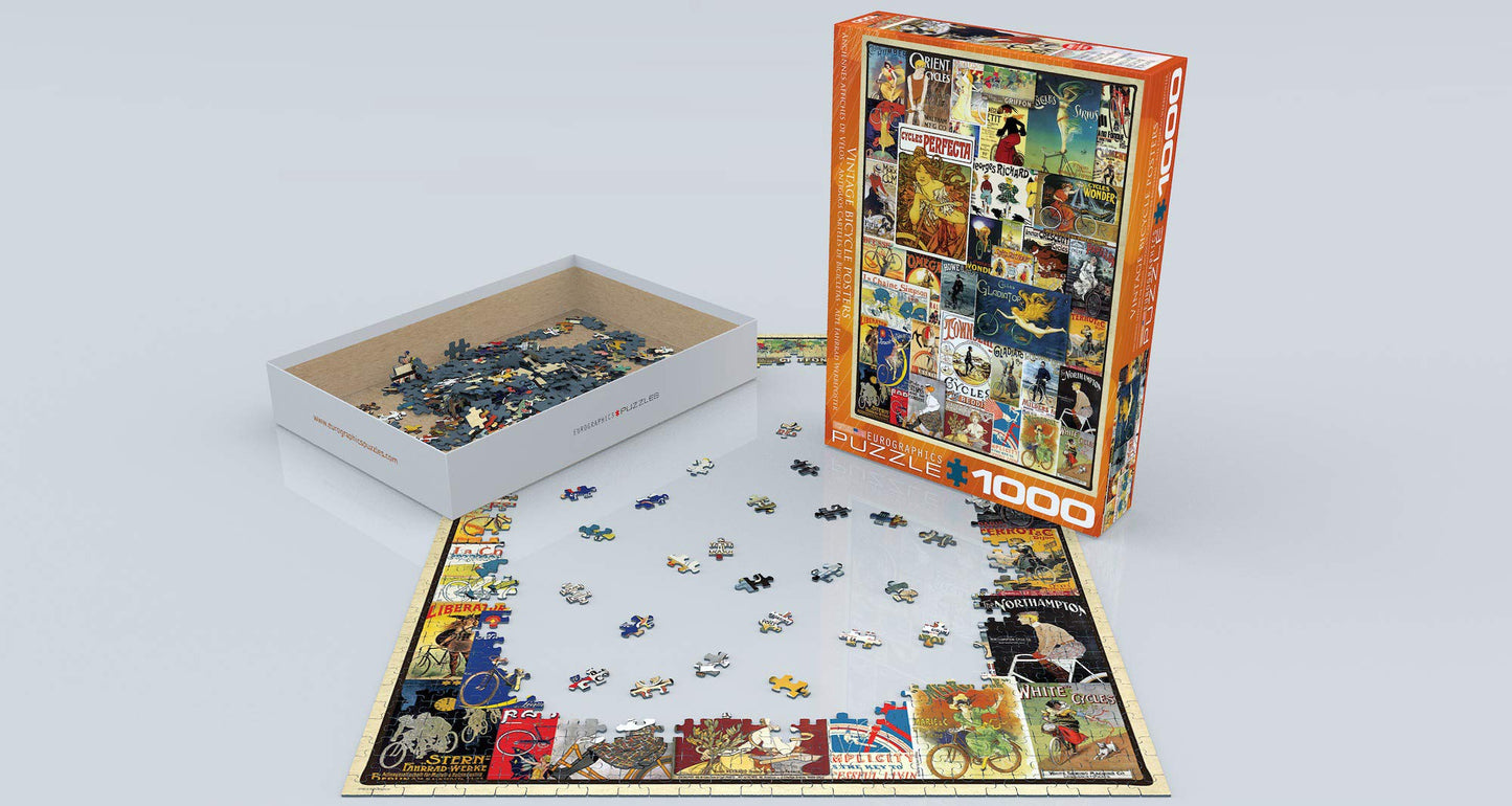 Eurographics Bicycles Vintage Ads Jigsaw Puzzle (1000 Piece), Model:6000-0756 , Red