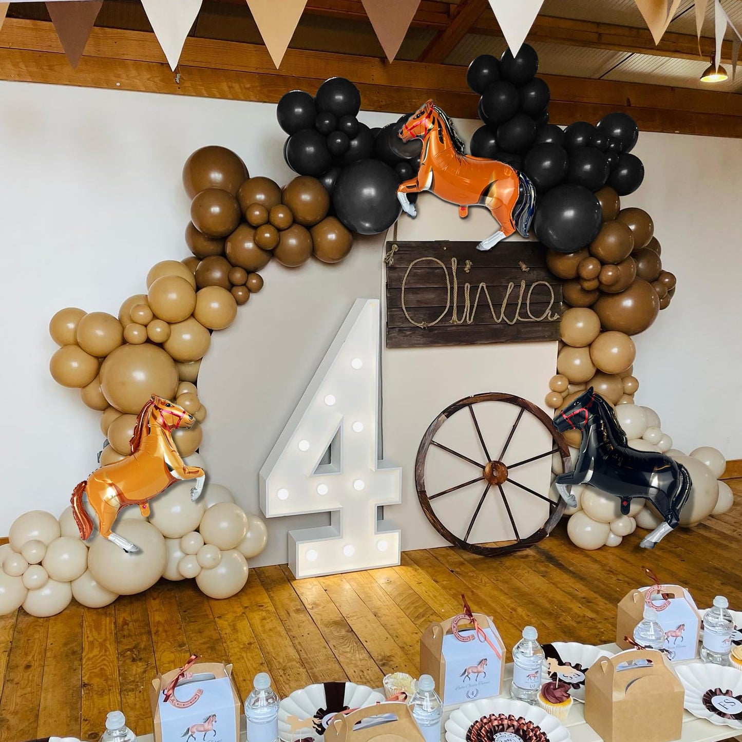 143 PCS Western Party Horse Balloons Cowboy Decoration Kit Farm Cowboy Foil Latex Balloons for Baby Shower Birthday Arch Decor