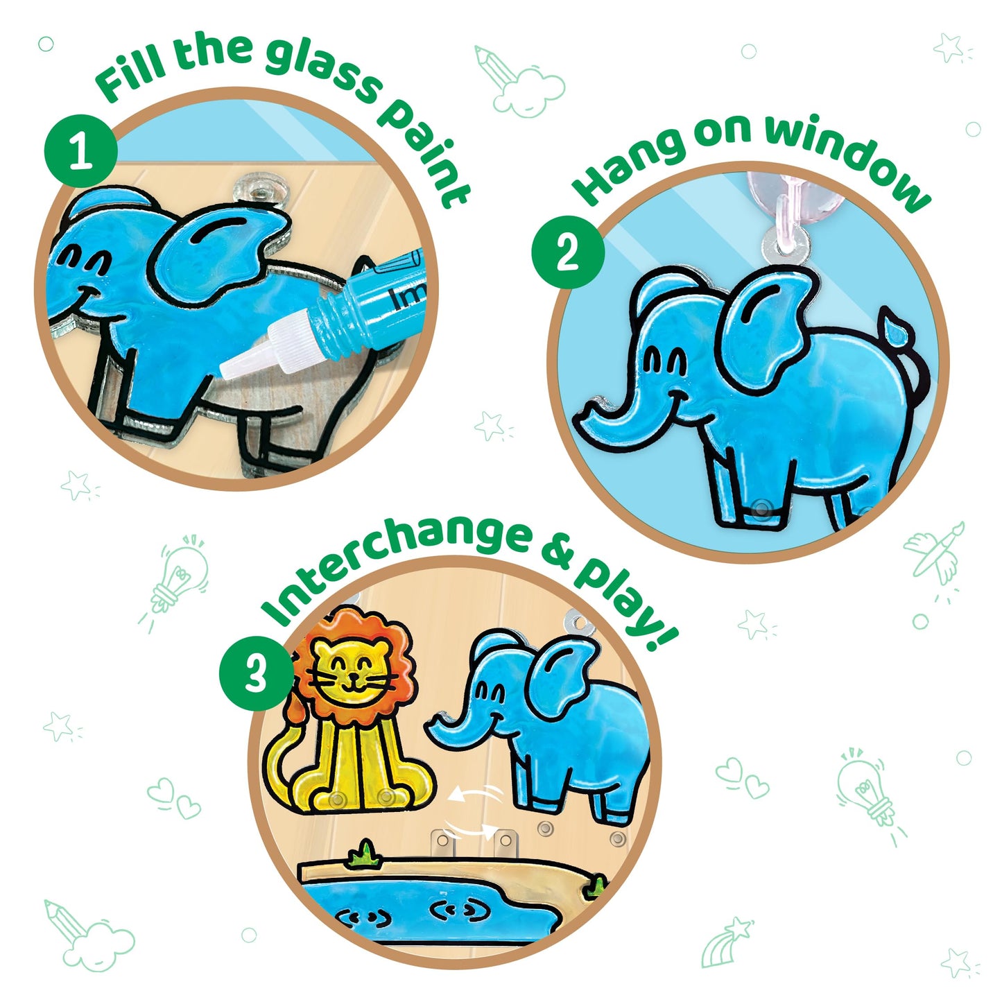 Imagimake Window Art Jungle Suncatcher Kit | Kids Crafts Supplies | Girls Toys Age 6-8 | Arts And Crafts For Kids Ages 8-12 | Creative Fun Craft Kit | Easter Gifts For Kids | Easter Toys