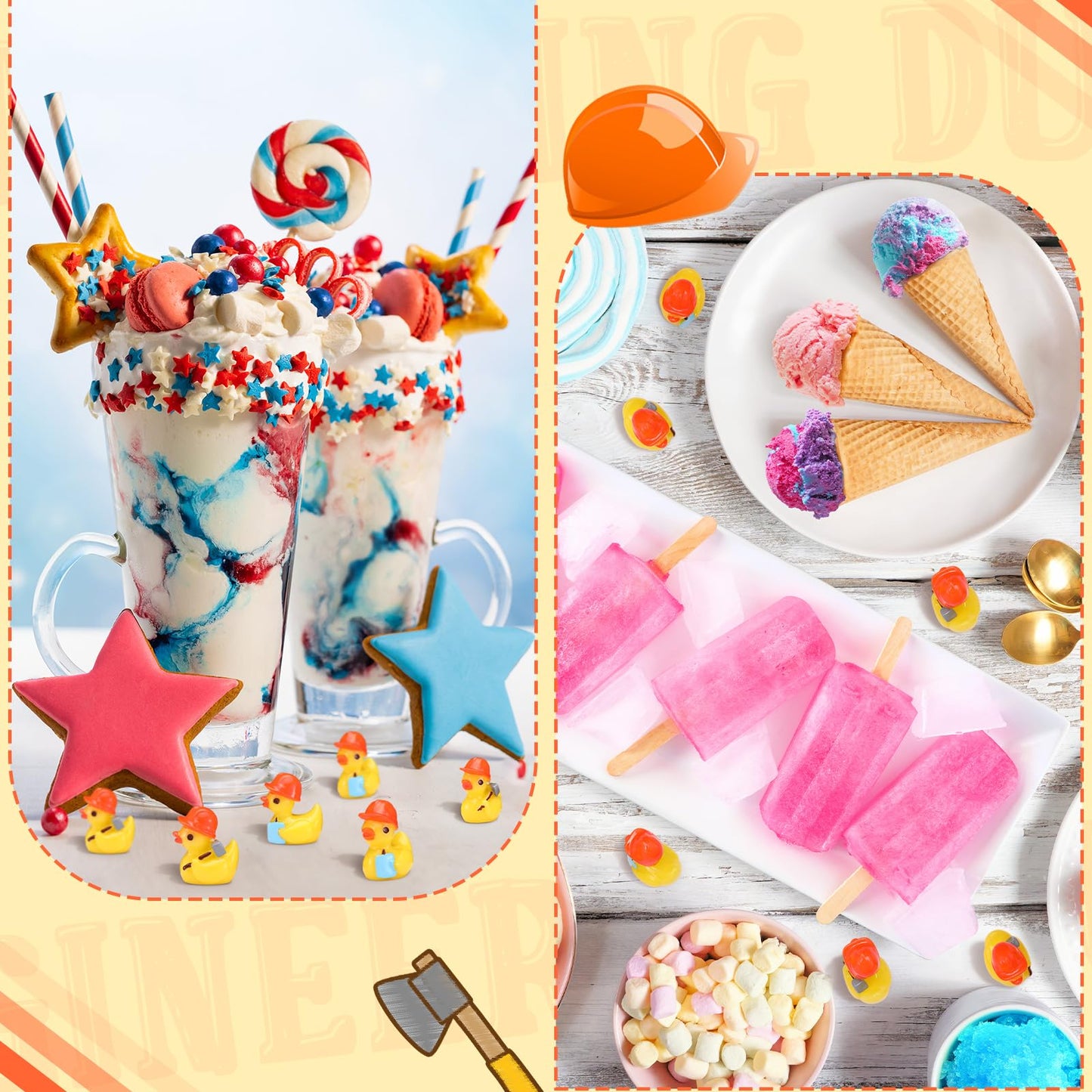 VioraWhite 50 Set Pcs Themed Ducks Mini Resin Ducks Figures Tiny Resin Figures Party Favors Party Decorations for Crafts Making