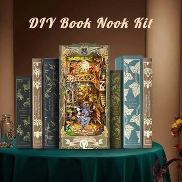 Criolpo Book Nook Kit- Wooden Doll House Miniature House Kit, Book Nook Miniature Kit For Adults Teens, 3D Wooden Puzzle Book No