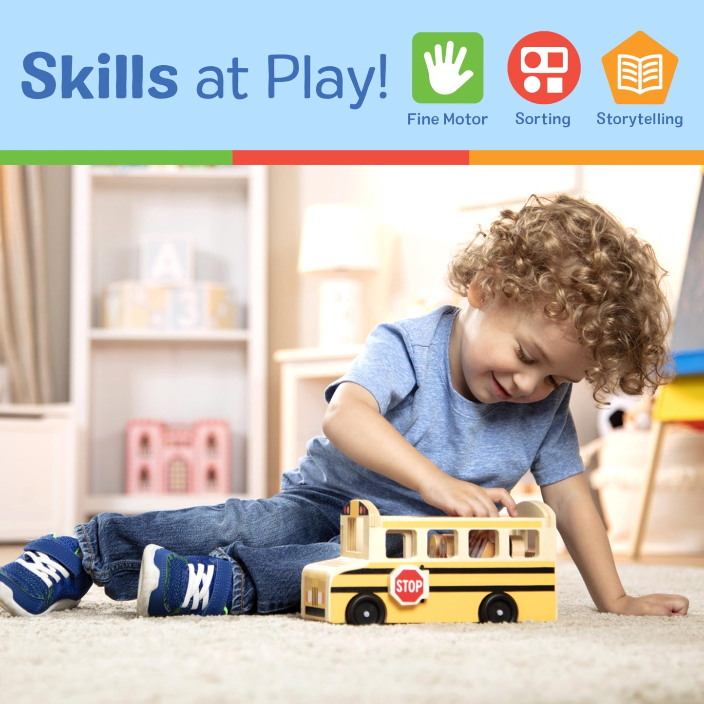 Melissa & Doug School Bus Wooden Play Set With 7 Play Figures School Bus Toys For Kids, Classic Toddler Toys For Kids