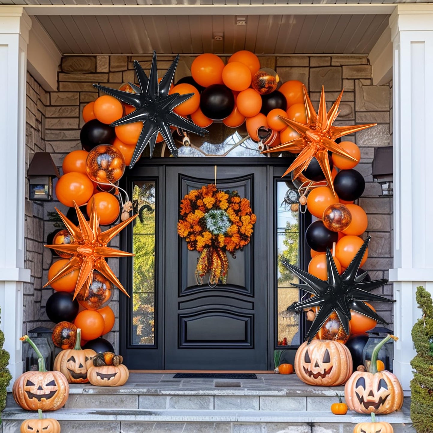 TONIFUL 4Pcs 22 Inch 4D Huge Star Balloons,Explosion Star Mylar Foil Balloons for Halloween Party Supplies Backdrop,Christmas,Ne