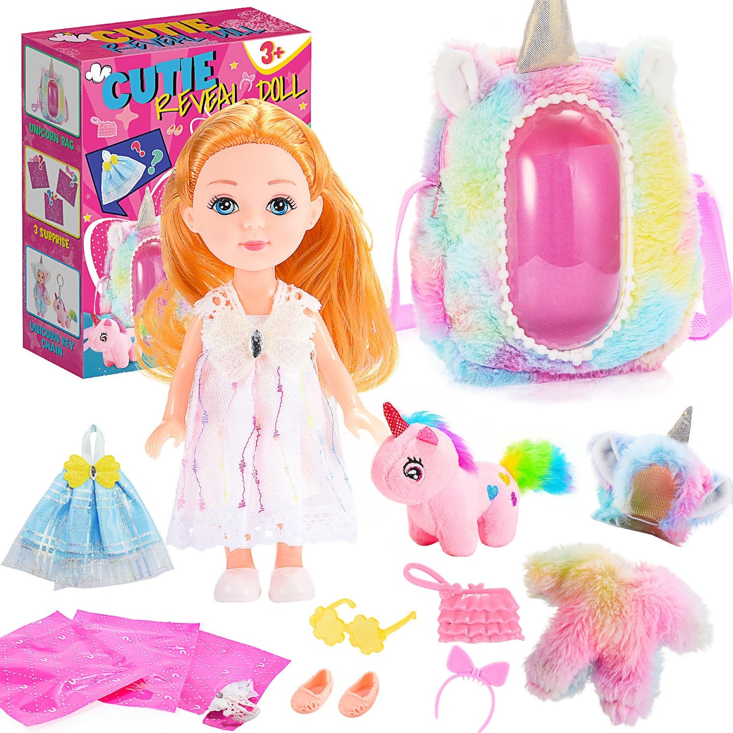 Wethcorp 9 Pcs Doll Toys For 2 3 4 5 Year Old Girl, Toddler Dress Up Unicorn Dolls For Little Girl Gifts Princess Doll Toys & Ac