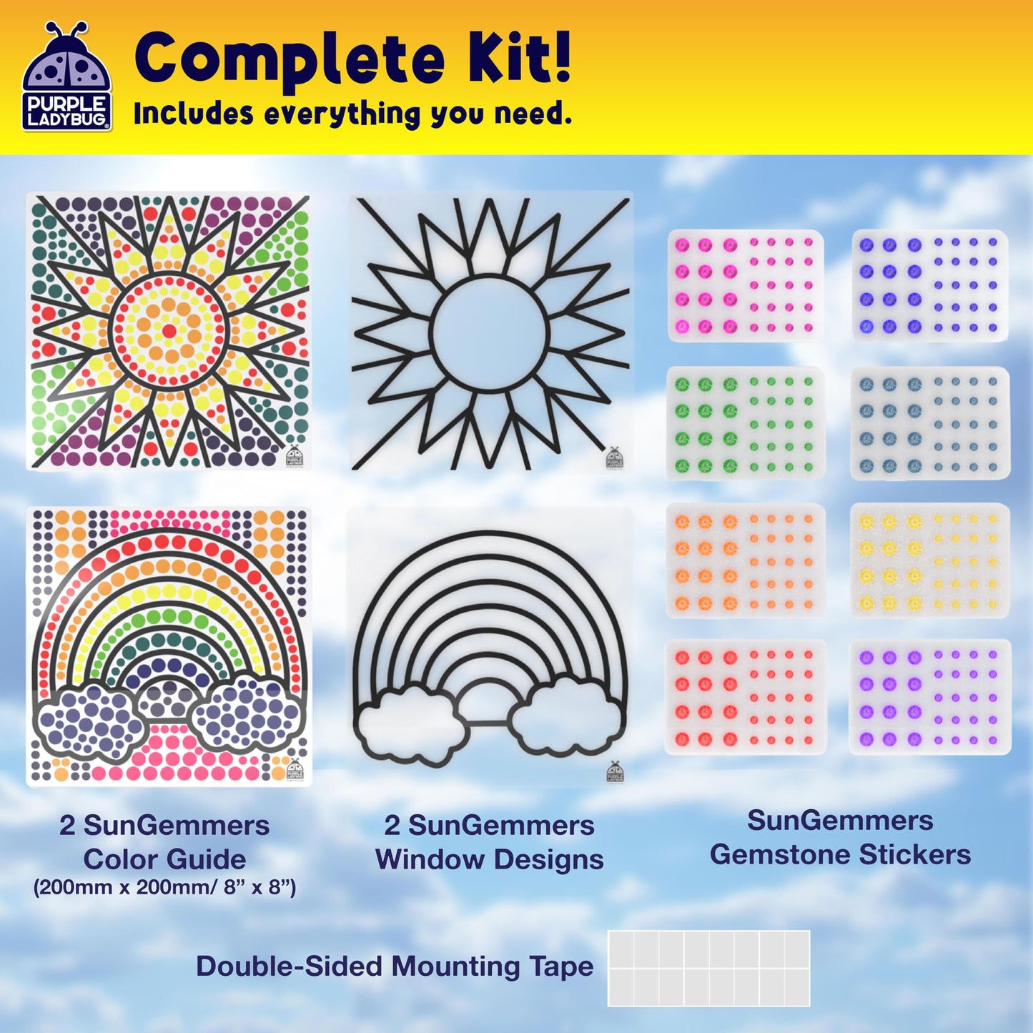 Purple Ladybug Sungemmers Window Gem Art Suncatcher Kits – Easter Gift Basket Stuffers For Kids, Birthday Gifts For Girls & Boys, Crafts For Ages 4-10, Fun Diy Art Kit For Kids 6-12