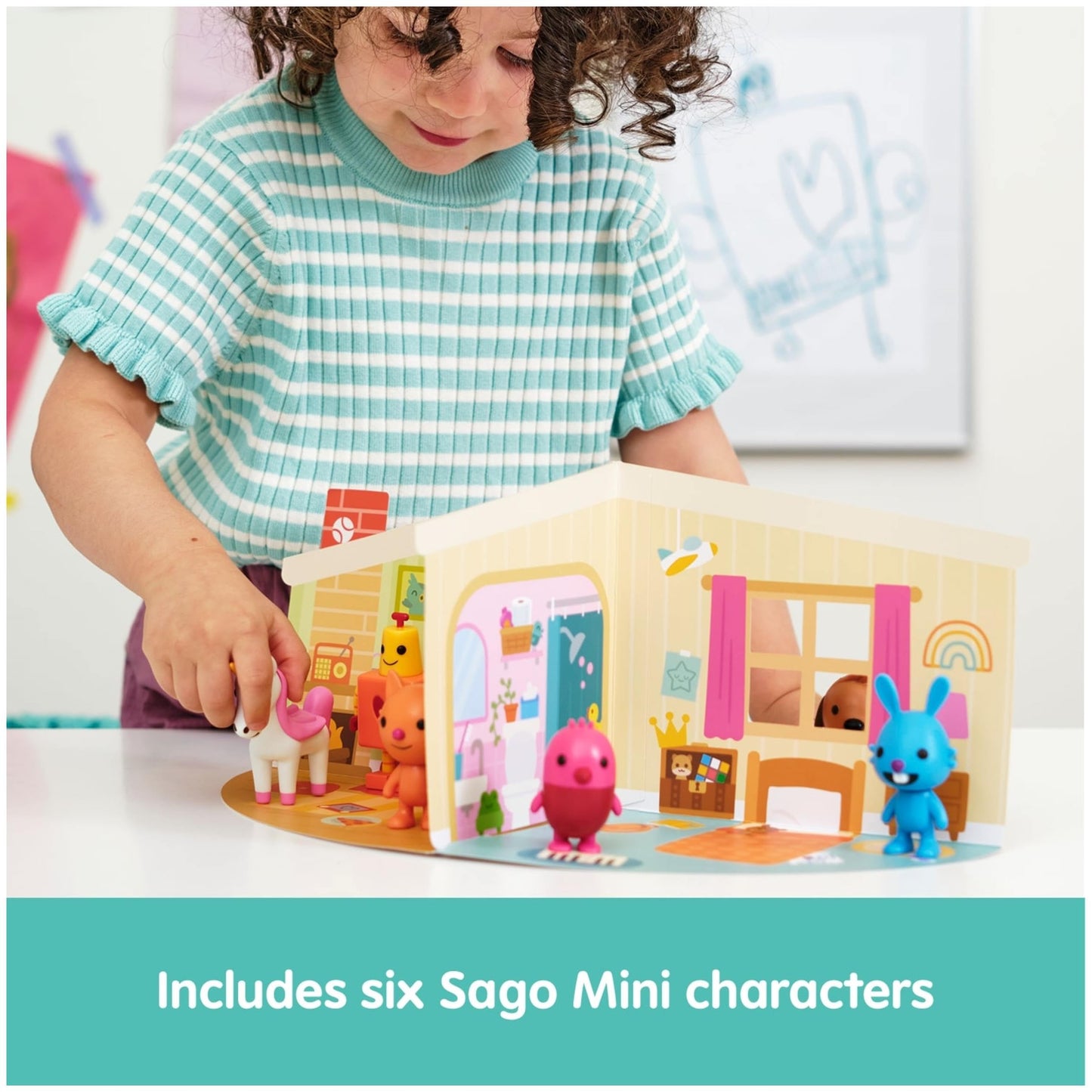 Sago Mini Figurine Pack with 6 Toy Figures & Folding Playhouse, Multicolor, Ages 3+