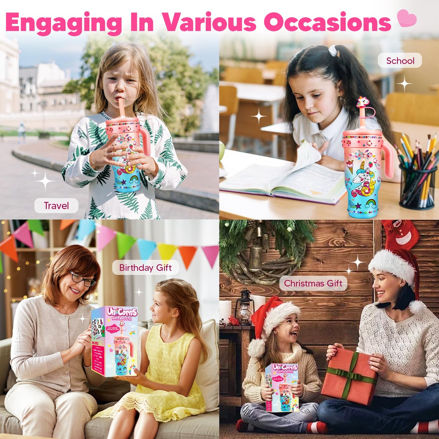 Decorate Your Own Water Bottle Kits for Girls- 4 5 6 7 8 Year Old Unicorn Painting Crafts, Fun Arts and Crafts for Kids Ages 4-6