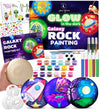 Glow in The Dark Galaxy Rock Painting Kit, Large Wooden Rocks for Painting, Arts and Crafts Painting Rocks for Kids, Kids Craft