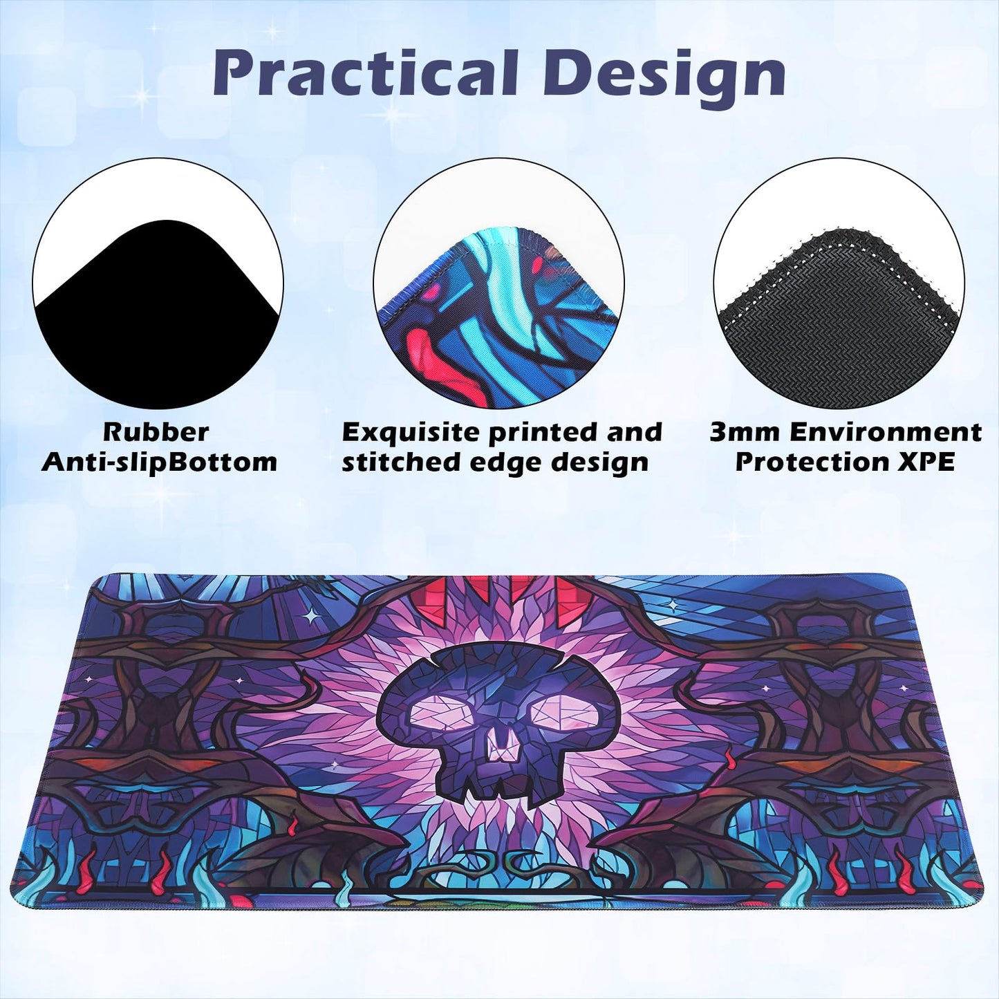 Mtgpro Playmat For Mtg 24X14 Inches,Playmat For Magic The Gathering With Non-Slip Rubber Base And Stitched Edges, Includes Stora