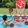 AuroTops Pool Basketball Hoop with Backboard, Red, Includes 2 Balls & Pump, Swimming Pool Games for Kids & Adults