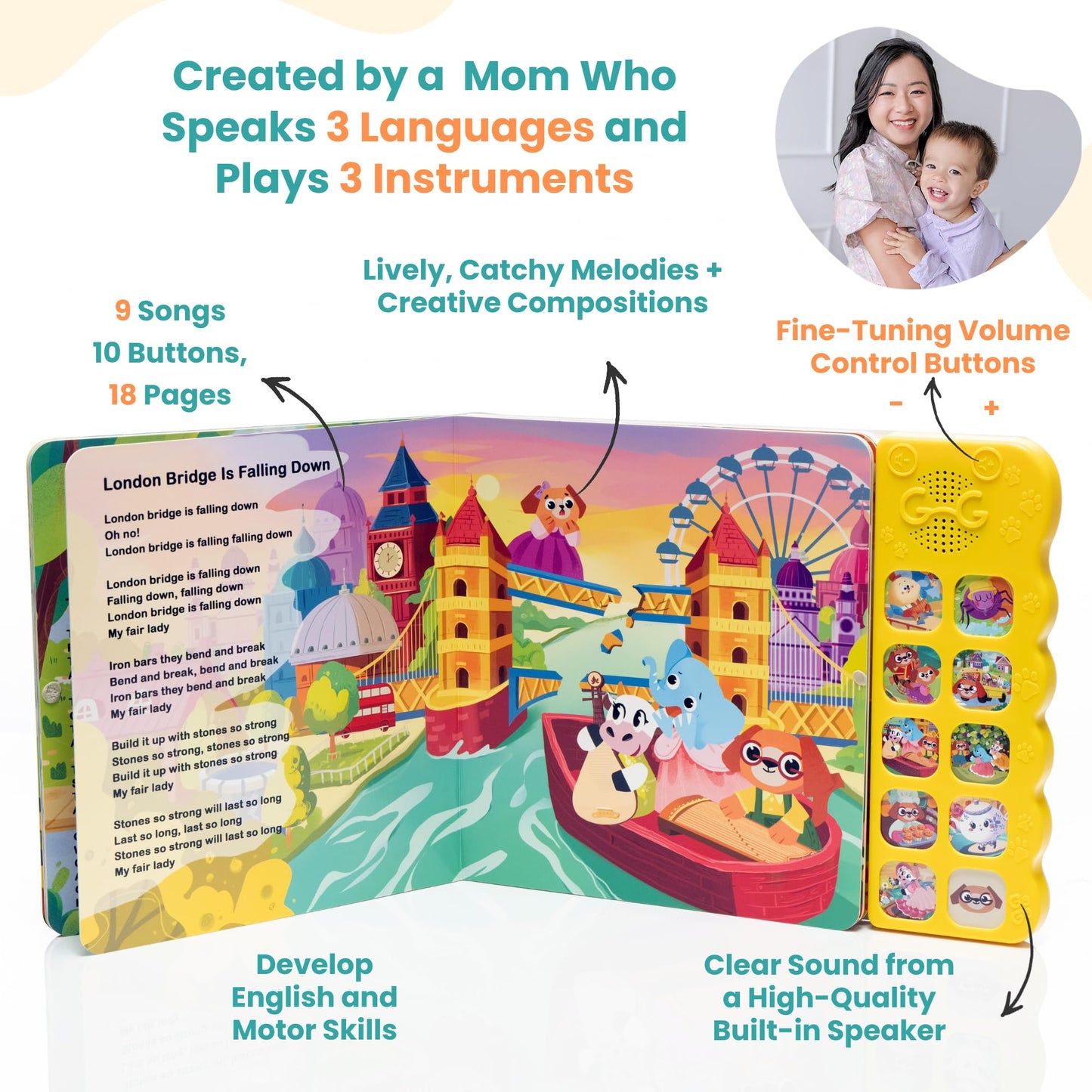 Go Go Creative Nursery Rhymes: Nursery Rhyme Books, Sound Books, 8 Songs, Musical Books For Toddlers 1-3, Talking Books For Todd