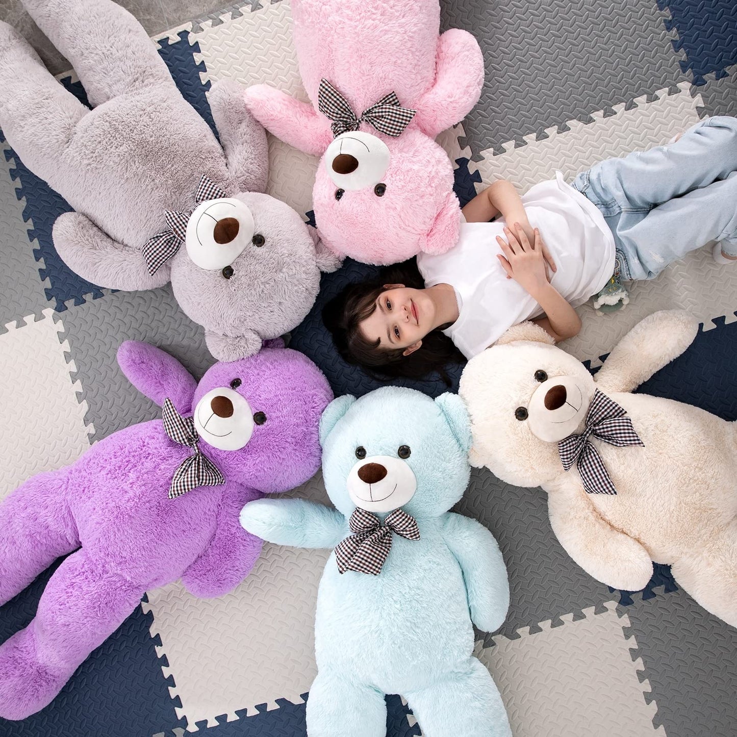 Morismos Giant Teddy Bear Stuffed Animals Big Teddy Bear Plush, Soft Large Bear Gifts For Girls Girlfriend On Valentine Christmas Birthday, 47 Inches, Blue