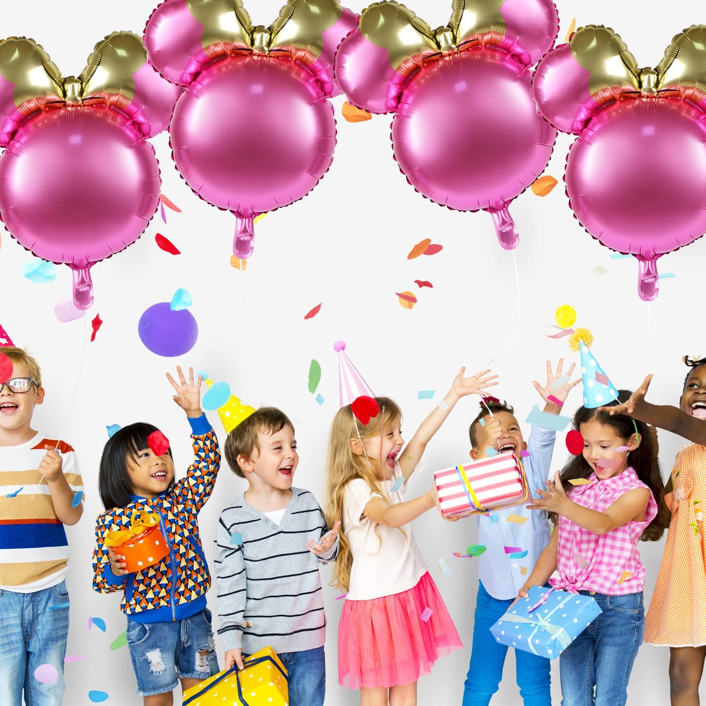 6 Pcs Mouse Head Balloons, 24'' Mouse Mylar Balloon Jumbo Mouse Head Aluminum Foil Balloons For Birthday Party Decorations Baby Shower Supplies Party Favors