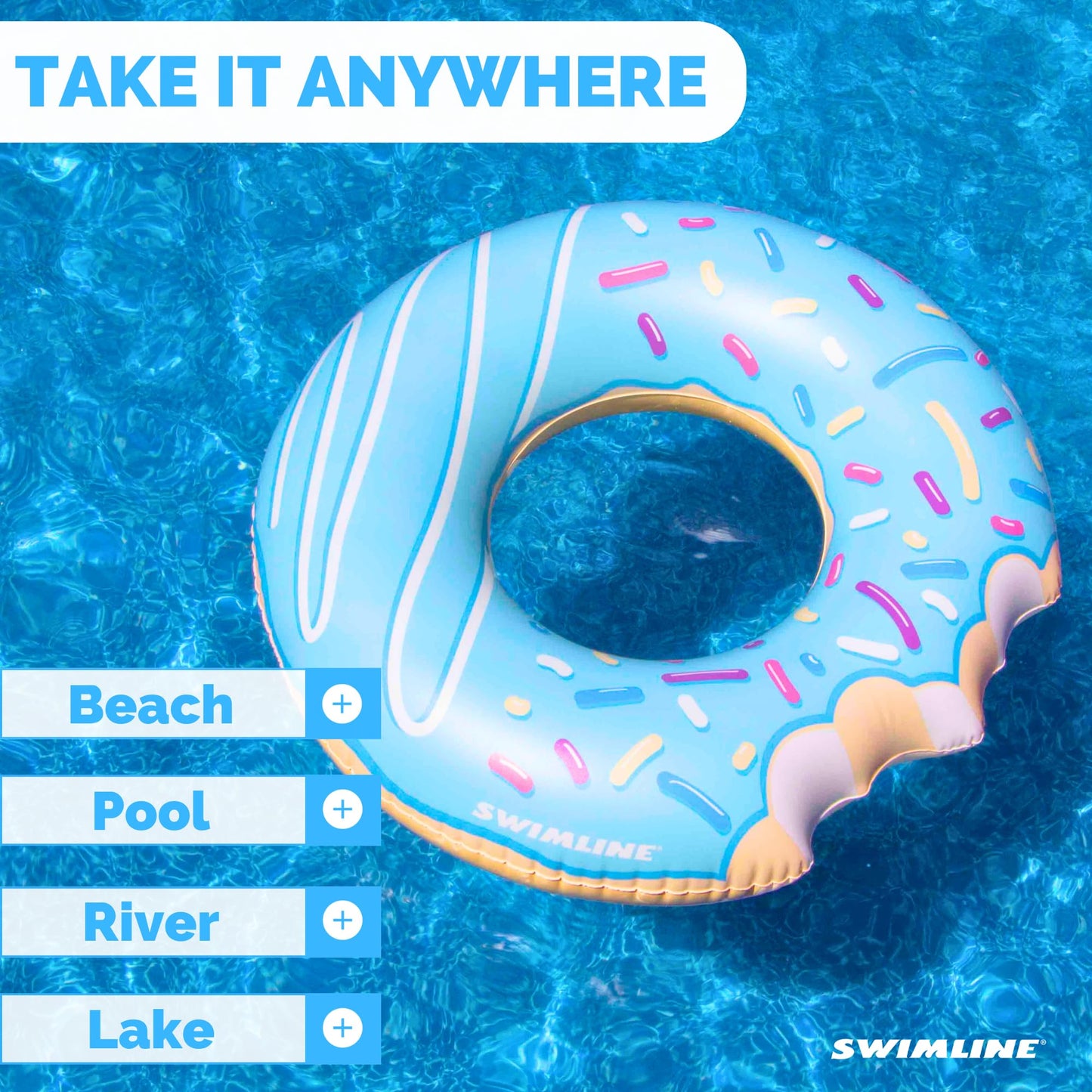 Swimline Donut Inflatable Pool Ring (Blue)