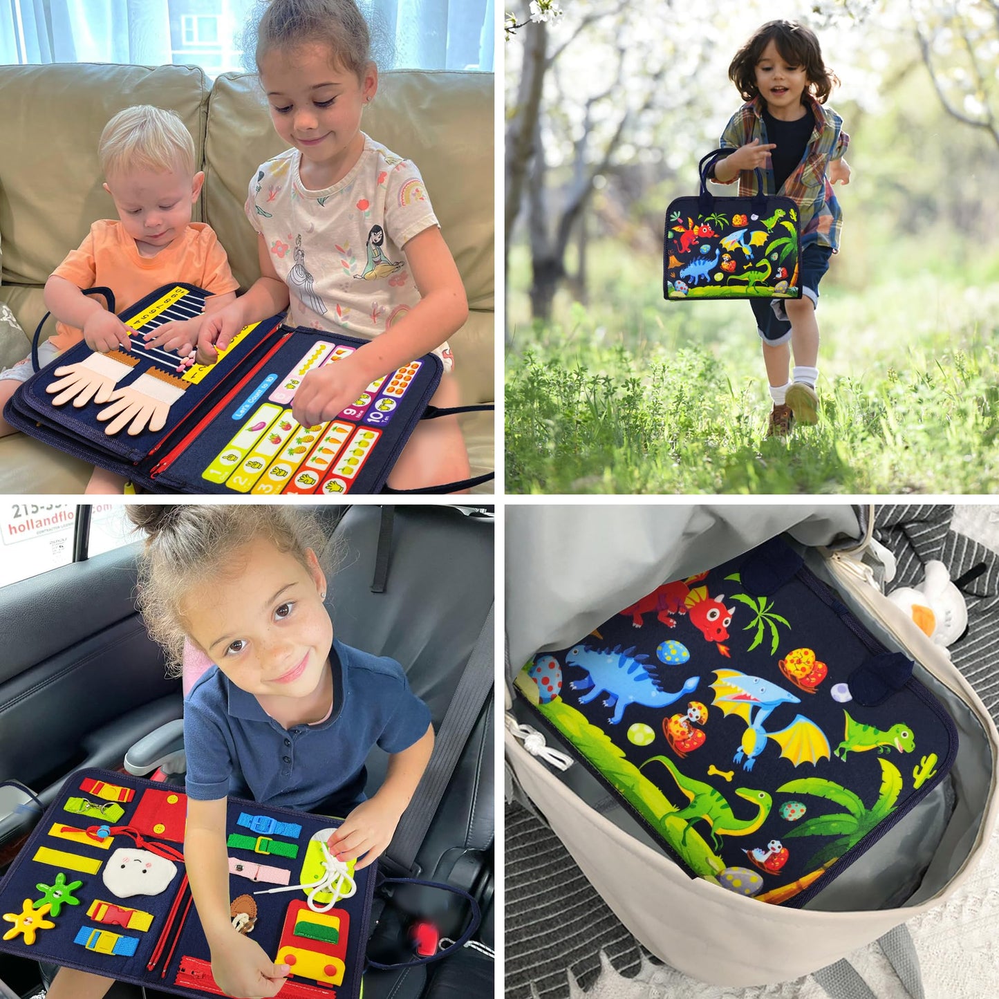 LearnToy Montessori Busy Board for Boys 1 2 3 4 Year, Sensory Toys for Toddlers 1-4, Ideal for Travel and Preschool - ABCs, 123s