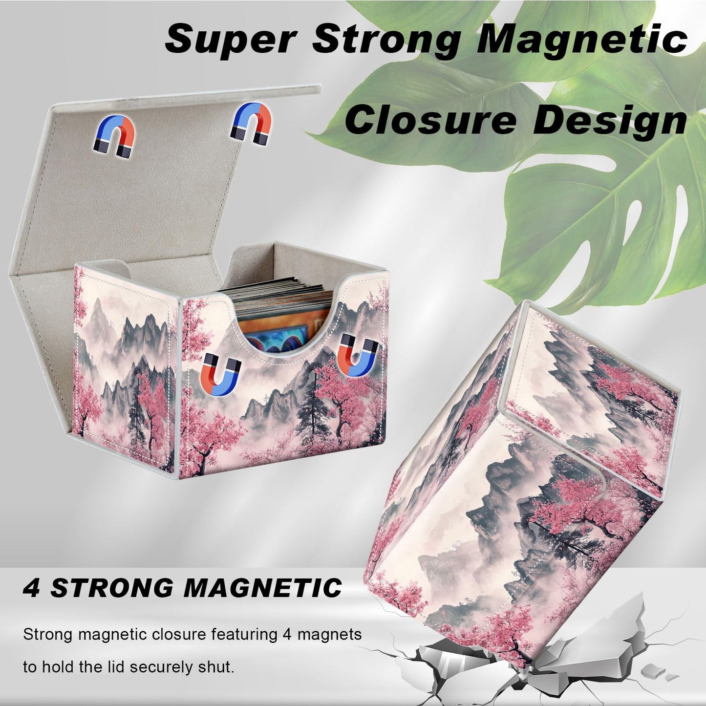 Degdfsgr Commander Card Game Storage Box For Tcg Mtg Deck Box Organizer Trading Card Case Magnetic Closure Creative Pattern Up T