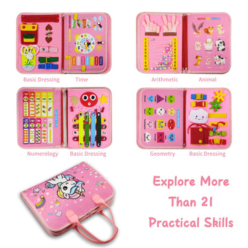 Learntoy Montessori Busy Board For Girls 1 2 3 Year, Sensory Toys For Toddlers 1-3, Ideal For Travel And Preschool - Abcs, 123S,