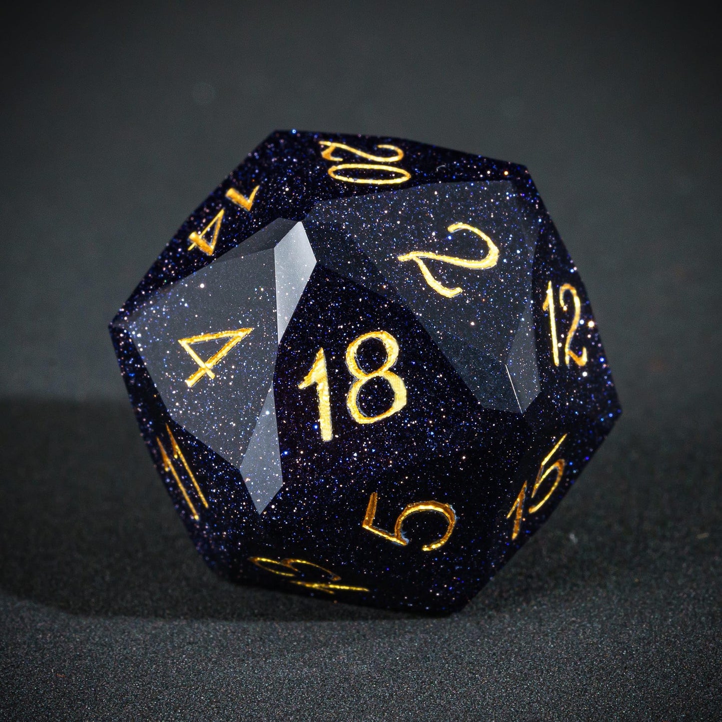 UDIXI 7PCS Gemstone DND Dice Set, Blue Sandstone D&D Multifaceted Diamond-Cut Polyhedral Dice Set with Gift Case for Dungeons an