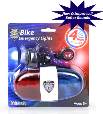 Bike Lights for Kids with Sirens, Police Pretend Play Toy, Safety Light Bicycle Accessories, Waterproof, (Now with Softer Sounds